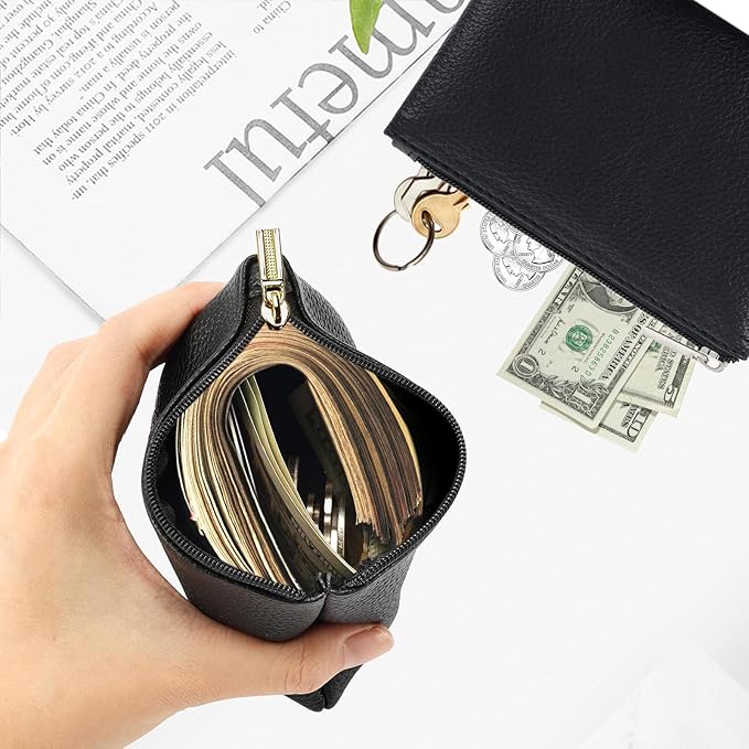 4 Pcs Leather Coin Purse Pouch for Men Women, Small Change Purse with Zipper Small Change Purse for women Mini Coin Pouch for Women Small Pouch for Purse Small Coin Bag Change Purse for Coins Card Key