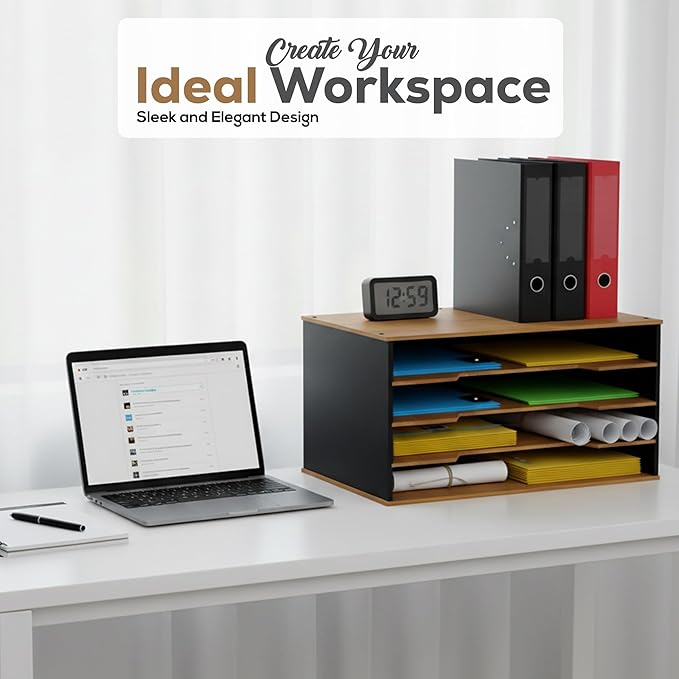 12x18 Construction Paper Organizer, 4-Tier Wooden Flat File for 11x17, A3 & Tabloid Sheets | Durable wood Desk Paper Storage for Classroom, Office & Art Studio