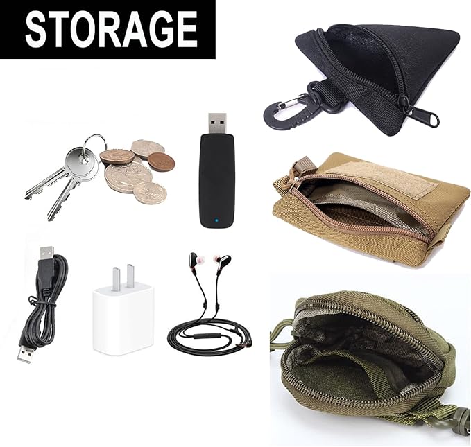 2 Packs Tactical EDC Pouches Compact Mini Military Molle Utility Pouch Accessories Organizer Bags Coin Purse Keychain Pockets Credit Card Holder for Waist Pack