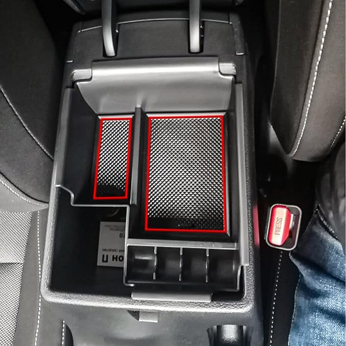 TACORBO Center Console Organizer Compatible with 2019-2024 Kia Forte LX/LXs/GT-Line/GT Insert Tray ABS Armrest Secondary Storage Box, Red