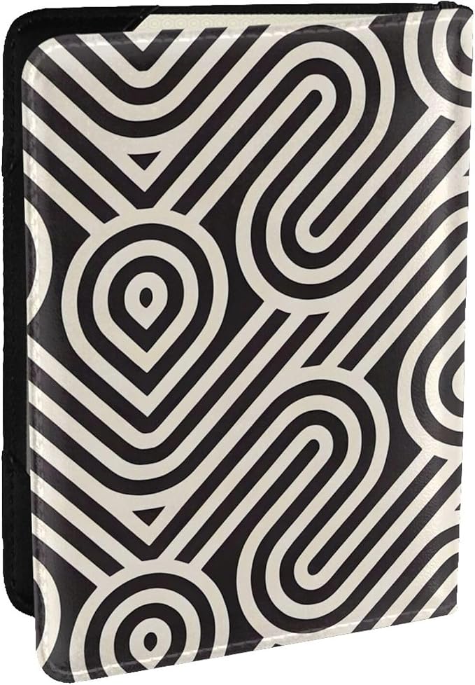 Black Curved Texture Passport Holder, Ultra-Thin, Lightweight Travel Wallet, Unisex.