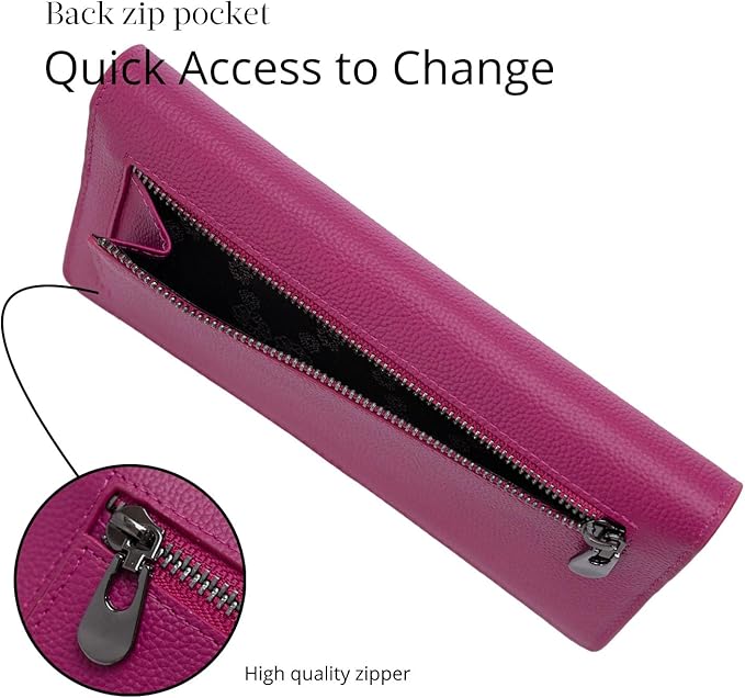 Bveyzi Ultra Slim Thin Leather RFID Blocking Credit Card Holder Bifold Clutch Wallets for Women