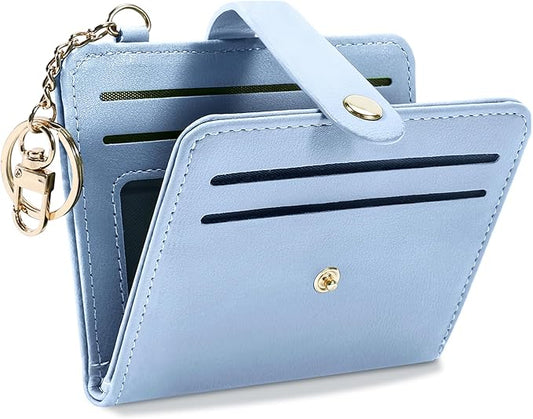 Airkit Small Wallets Woman RFID Blocking Leather Credit Card Holder - with ID Window - Card Wallets for Women - with Zipper Coin Purse - Keychain Wallet