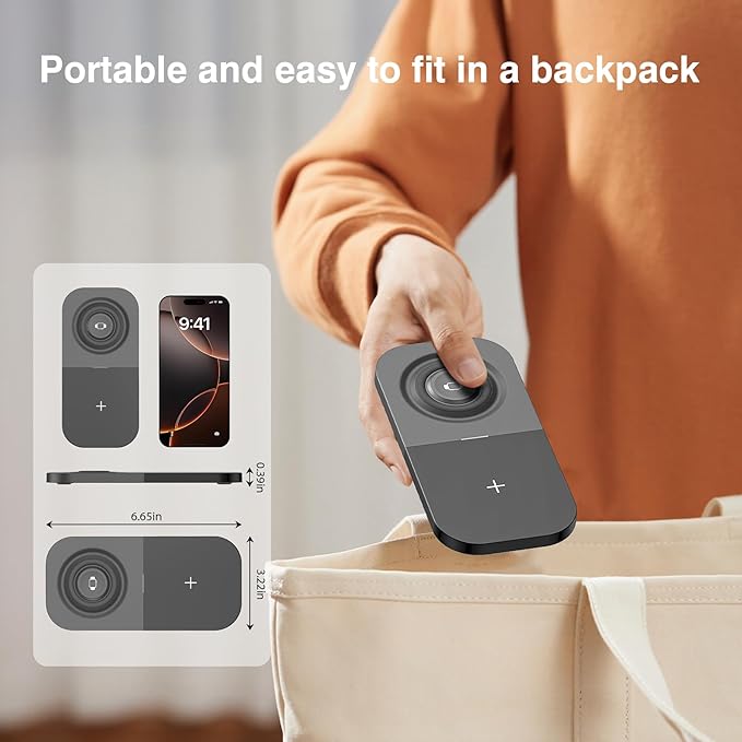 Magnetic Wireless Charging Station,2 in 1 Travel Fast Wireless Charger for iPhone 17/16/15/14/13/12 Series, Magnetic Qi Certified Charger Dock Stand for AirPods & Apple Watch Series