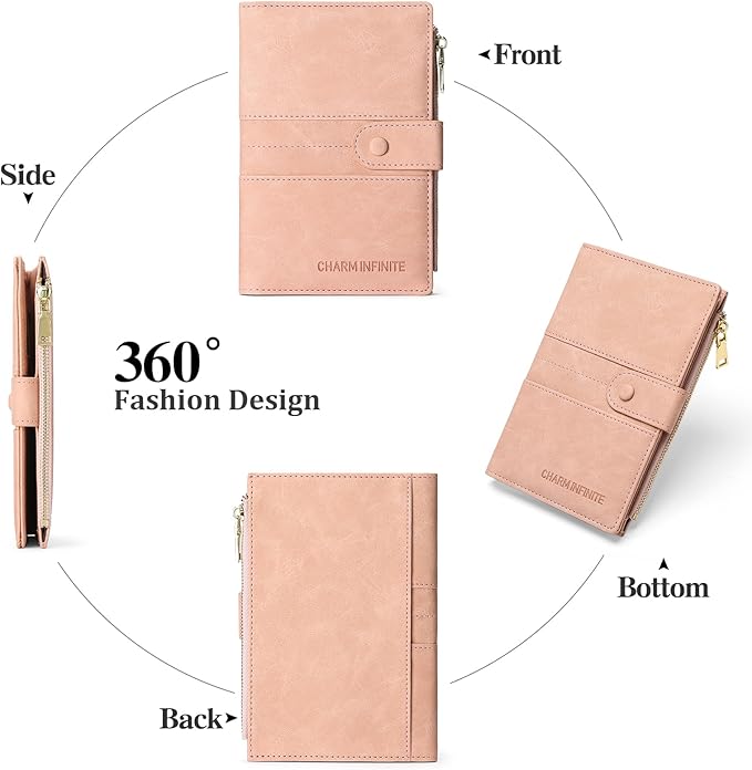 RFID Blocking Leather Passport Wallet Cover Case with Pen and Card Slots Travel Wallet for Women/Men Travel Must Haves Accessories