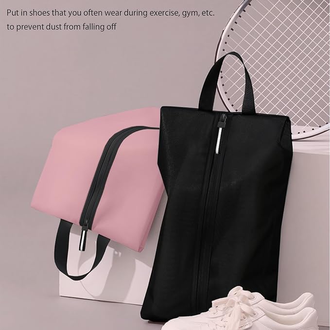 Shoe Bag for Travel, Waterproof Extra Large Shoe Storage Organizer with Handle, Multi-Functional Odor-Resistant Shoe Pouch for Gym, Soccer, Golf, Tennis Soccer Cleats Bag 16.5 x 9.8 Inches (Pink)