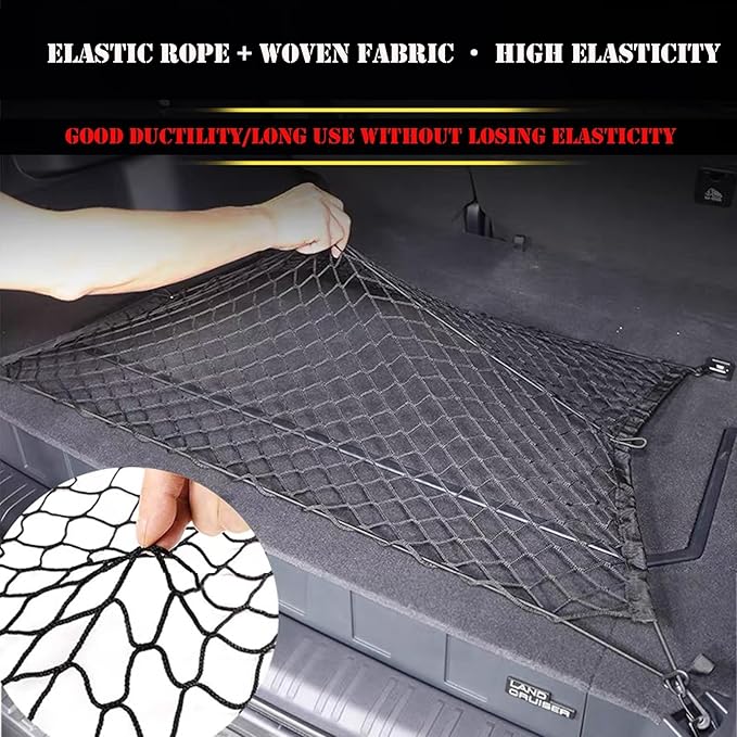 2 Pcs Trunk Organizer Cargo Net for 2024 2025 2026 Toyota Land Cruiser 250 1958 Prado Lc250 J250,Envelope Style&Rear Trunk Floor Style Cargo Net Car Trunk