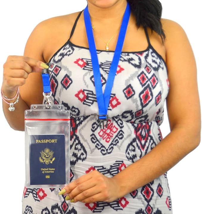 Passport Holders - 5 Pack - Heavy Duty Water and Tear Resistant with Lanyard - 4X6 Insert is Ideal for Cruise and Beach Vacation Documents (Royal Blue)