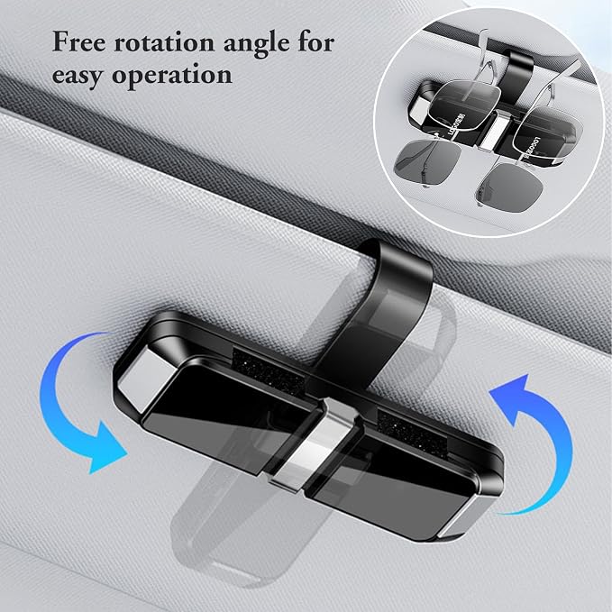 Sunglass Holder for Car Visor Clip Double-Headed, Push-Button Opening Car Sunglass Holder, Visor Sunglasses Holder Clip, Fits Cars, Trucks, SUVs and More (Double-Headed)