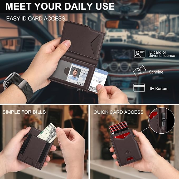 SEMORID Wallet for Men Wallet with Slim Pop Up Card Holder 9-13 Cards, Bifold Minimalist Smart Wallet RFID Blocking Credit Card Holder with ID Window & Stretchable Cash Slot