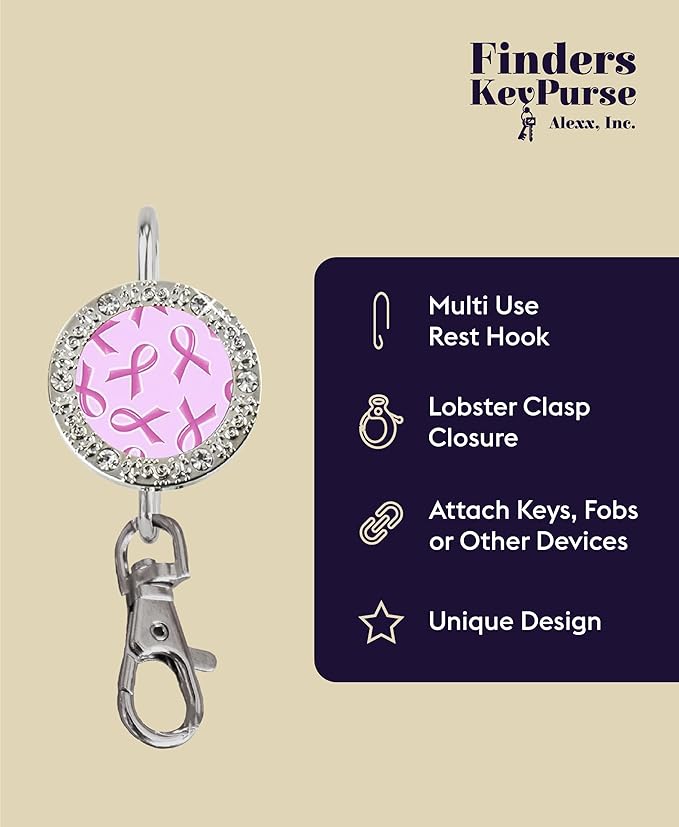 Women’s Bag Charm Key Finder, Car Keychain Hook, Cute Purse Organizer & Tote Bag Accessories, Gifts for Mom - Bling