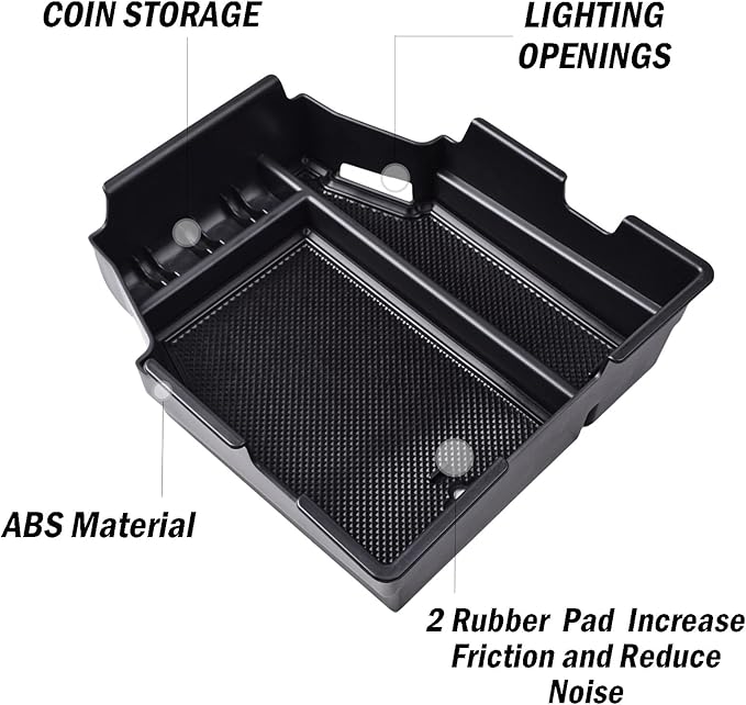TACOBRO Center Console Organizer Compatible with Chevy Traverse 2018 2019 2020 2021 2022 2023 Accessories, Armrest Insert Tray Secondary Storage Box ABS, Black