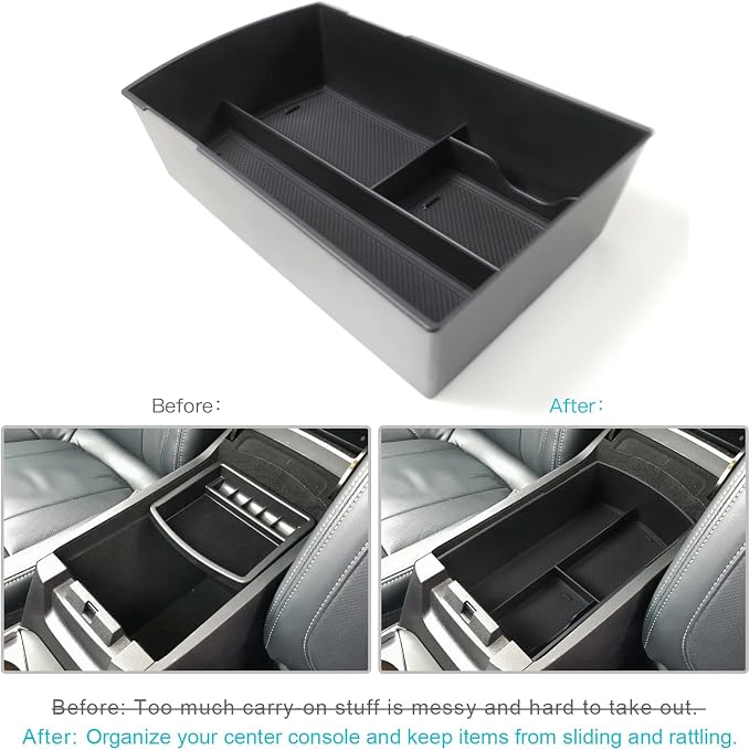 CDEFG for 2025 Ascent Center Console Organizer Tray for 2019-2024 2025 Subaru Ascent Accessories Middle Console Armrest Tray Storage Box Arm Rest Insert Coin Container (Black)