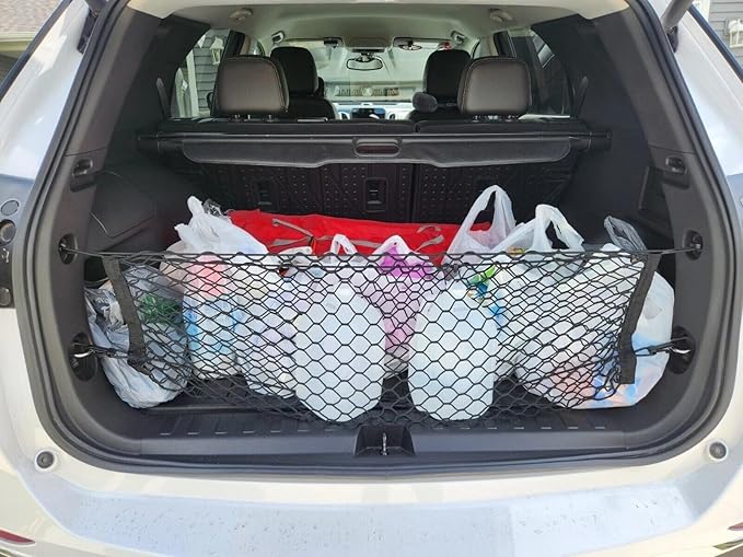 Rear Trunk Organizer Cargo Net for Chevrolet Equinox & GMC Terrain 2018-2026–Envelope Style Cargo Net for SUV–Premium Mesh Elastic Car Trunk Organizer–Compatible with Equinox & Terrain