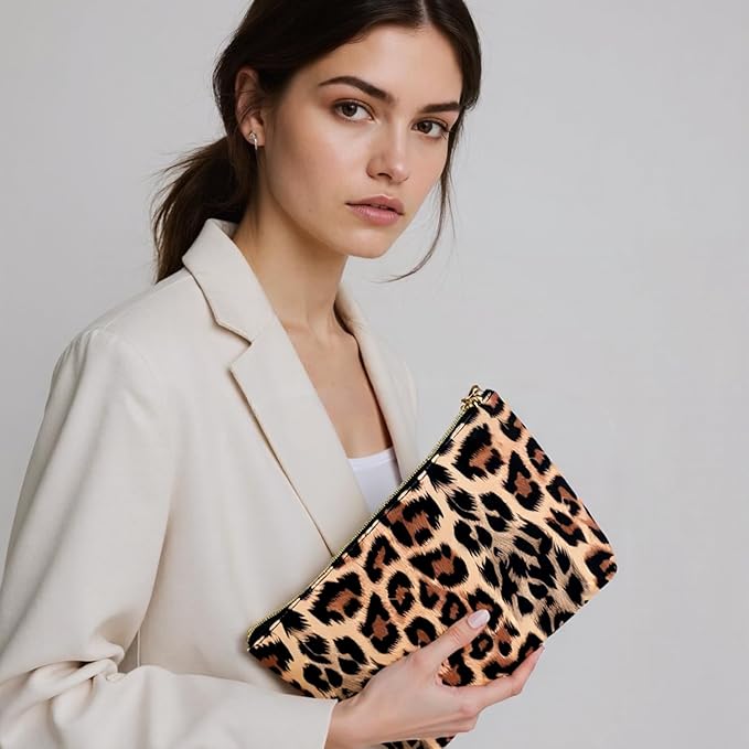 3 Pieces Leopard Print Leather Cosmetic Bags Set,Travel Toiletries Storage Case Portable Cheetah Makeup Organizer Pouch for Women Purse