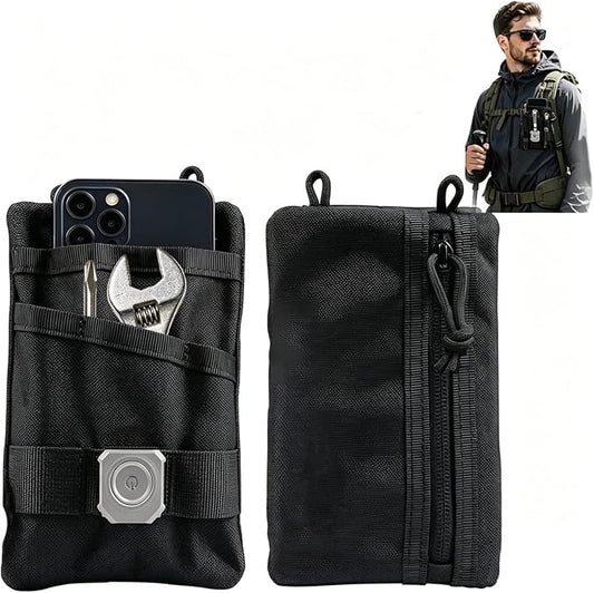 Small EDC Pouch，EDC Pouch for Men,Multitool Pocket Pouch Hold for EDC Tools, Outdoor Sports, Camping, Hiking, Purse, Cards, Keys, Change, Black EDC Belt Pouch for Daily Carry