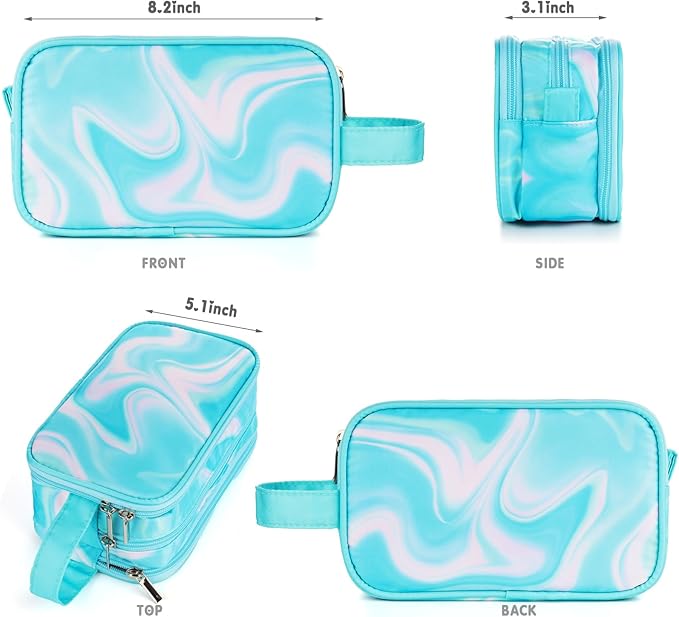 Teal Toiletry Bag for Girls, Travel Toiletry Bag for Teen Girls Cosmetic Bag Makeup Bag Waterproof Hanging Wash Bag Kids Toiletries, Green