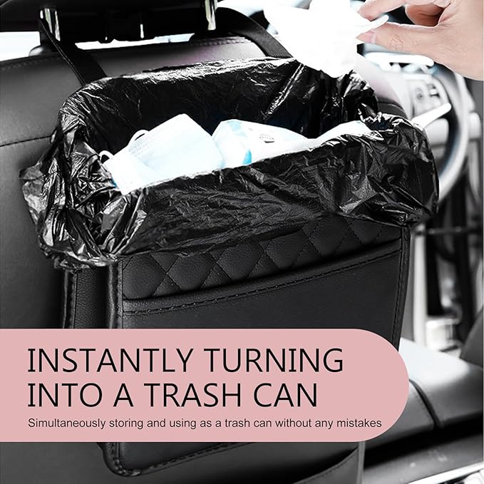 Car Seat Back Organizer, Multipurpose Car Organizer Hanging, Waterproof PU Leather Auto Backseat Storage Bag, Travel Essentials Accessories, Universal for Vehicles, Sedan, SUV (Black)