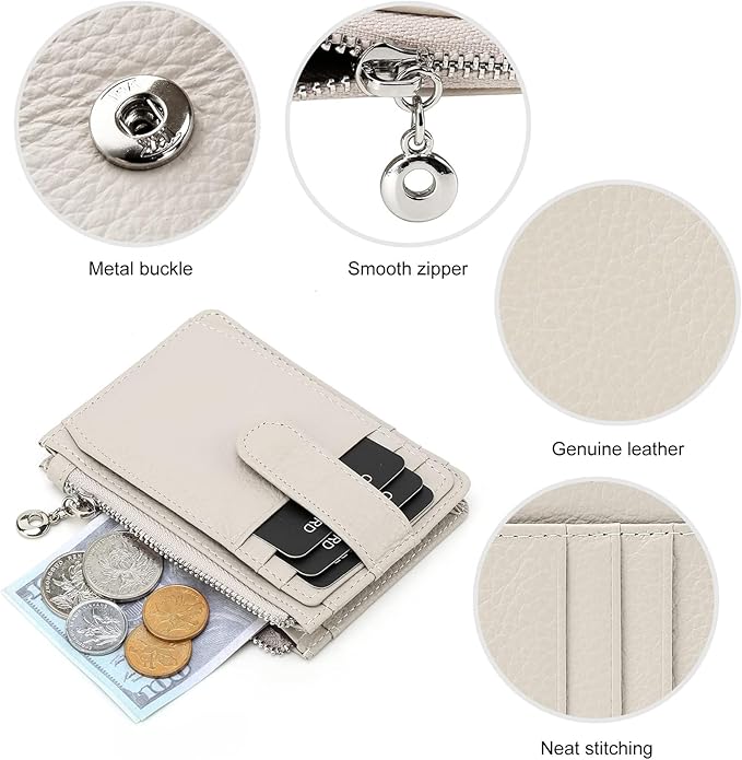 Slim Wallet for Women Genuine Leather Card Holder Thin Womens RFID Blocking Small Wallets