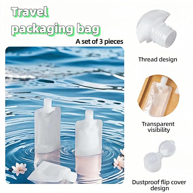 Chinshwehaw Travel Bottles Kit Leak Proof Silicone - Refillable Containers for Lotion, Shampoo, Cream (30/50/100ml, 3 Pack)