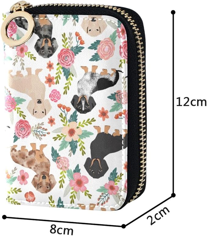 Dachshund Dog RFID Credit Card Holder Wallets Accordion for Women Leather Zipper Card Case Accordion Wallet for Ladies Girls