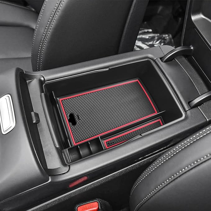 EDBETOS Center Console Organizer Tray Compatible with Hyundai Santa Fe TM 2021 2022 2023 Accessories and Santa Fe SEL 2022 2023 Interior Secondary Armrest Storage Box ABS Insert Tray, Red Trim