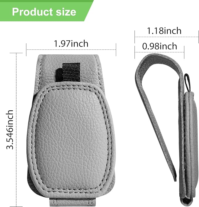 2 Pack Magnetic Leather Sunglasses Holder for Car，Car Visor Accessories and Ticket Card Clip，Fit Different Size Eyeglasses (Grey)