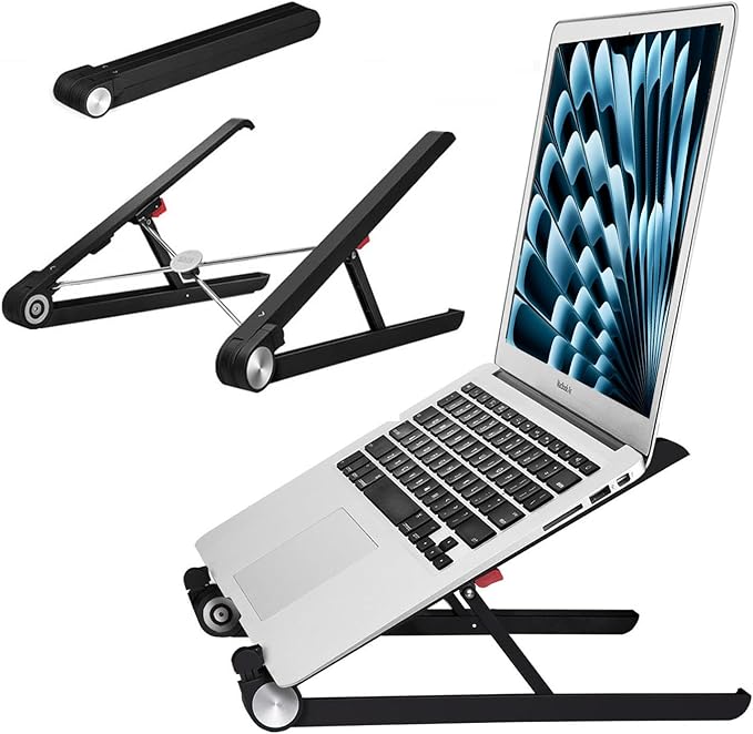 Portable Ergonomic Laptop Stand for Heavy Gaming Laptops, 2 Height Adjustable Laptop Riser, 0.6LBS Ultra Light, Nylon & 304 Stainless Steel, 10KG Heavy Duty Support, Fits 18 17 16 15 14 13 Inch Laptop