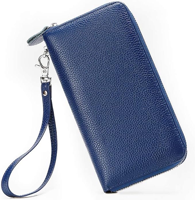 Moflycom Womens Wallet RFID Blocking Genuine Leather Zip Around Wallet Clutch Wristlet Travel Long Purse for Women