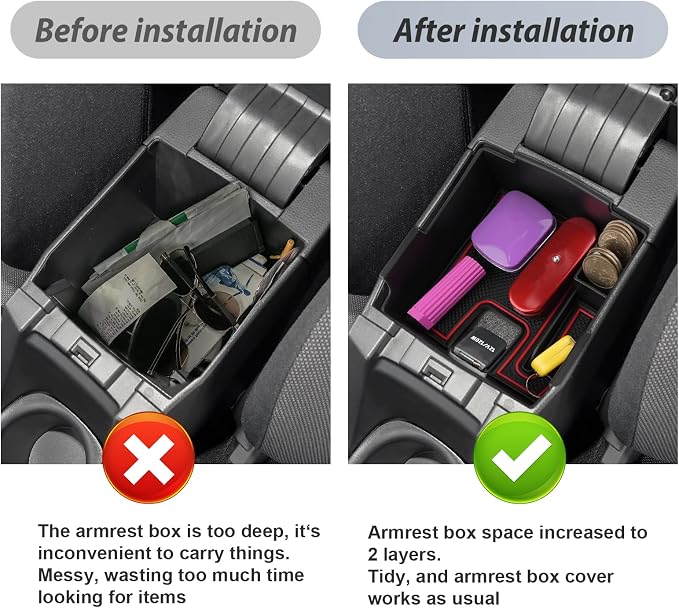 SKTU for 2020 2021 2022 2023 2024 2025 2026 Toyota Corolla Center Console Organizer 2023 2024 2025 2026 Corolla Accessories Center Console Tray Insert Organizer ABS with USB Hole and Coin Holder (Red)