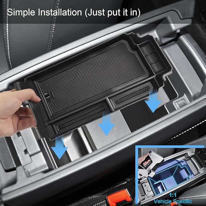 2021-2025 2026 Rogue Center Console Organizer for Nissan Rogue (S/SV/SL/Platinum/Rock Creek/Dark Armor), Durable ABS&Anti-Slip Rubber Console Tray Insert 2026 2025 Rogue Accessories (Black)