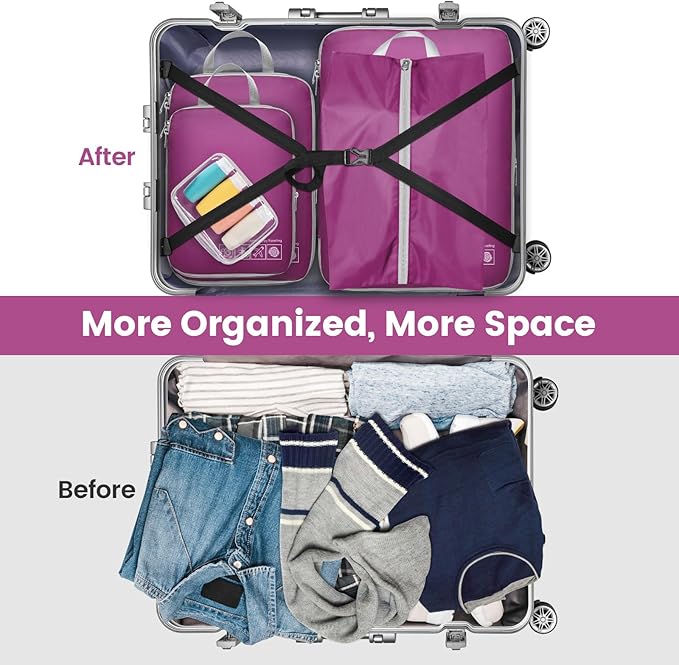 Cambond Compression Packing Cubes for Travel Women - Lightweight Luggage Organizers Bag Packing Cubes for Carry on Suitcases