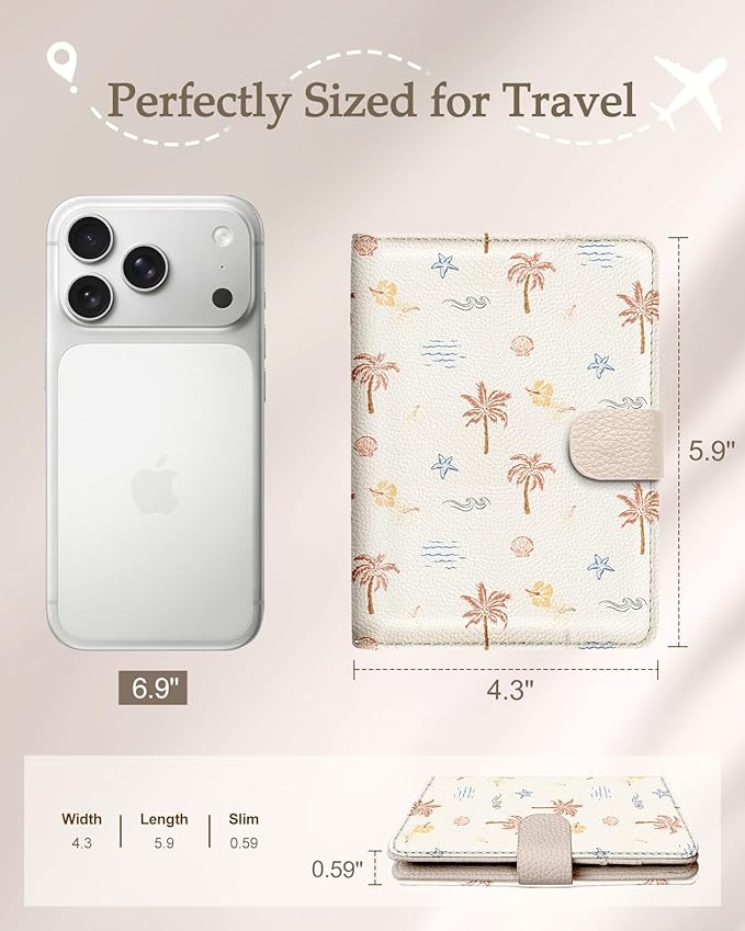 Slohif Passport Wallet Holder Cover for Travel - Women Men RFID Blocking Passport Book Case Protector, Summer Hawaiian Beach Leather Personalized Organizer Slim Carrier Boarding Pass Cards Slots