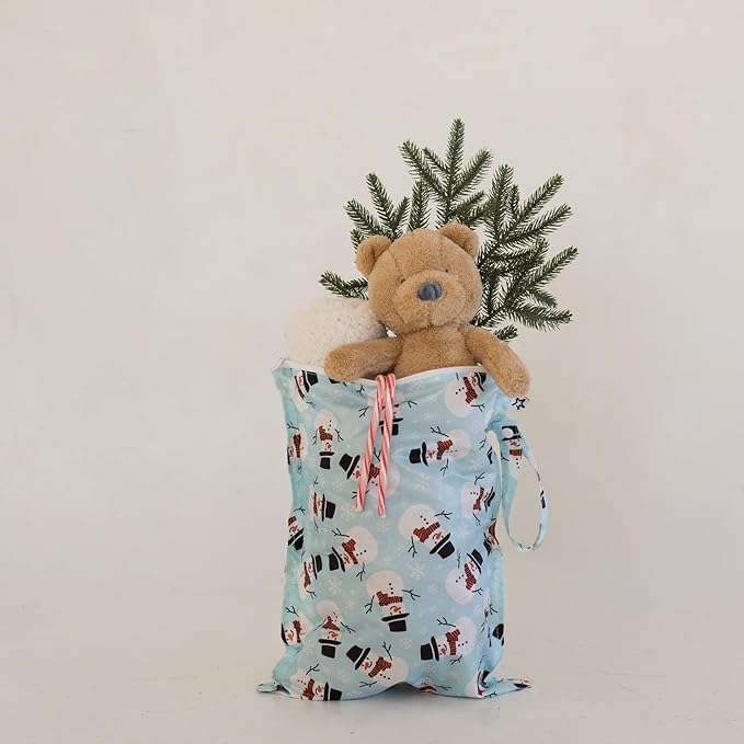 Tiny Twinkle Mess Proof Wet Bags | 2-Pack Reusable Waterproof Wet Bags for Swimsuits | Baby Clothes | Travel & Diaper Bag (Christmas Set)