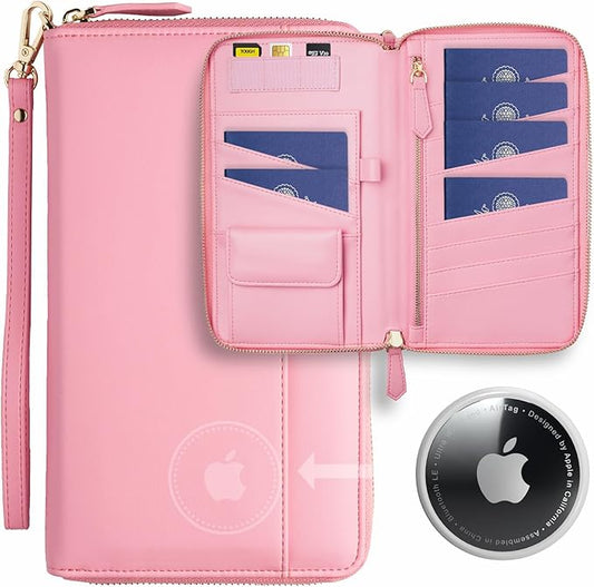 Travel Document Organizer - RFID Passport Wallet Case Family Holder Id Wristlet