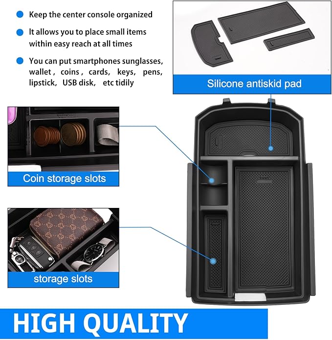 SHAOHAO 2024 GMC Terrain Center Console Organizer for 2018-2024 GMC Terrain Accessories Terrain SL, SLE, SLT, AT4, Denali Secondary Storage Insert Tray Pallet 2024 Terrain Interior Accessory