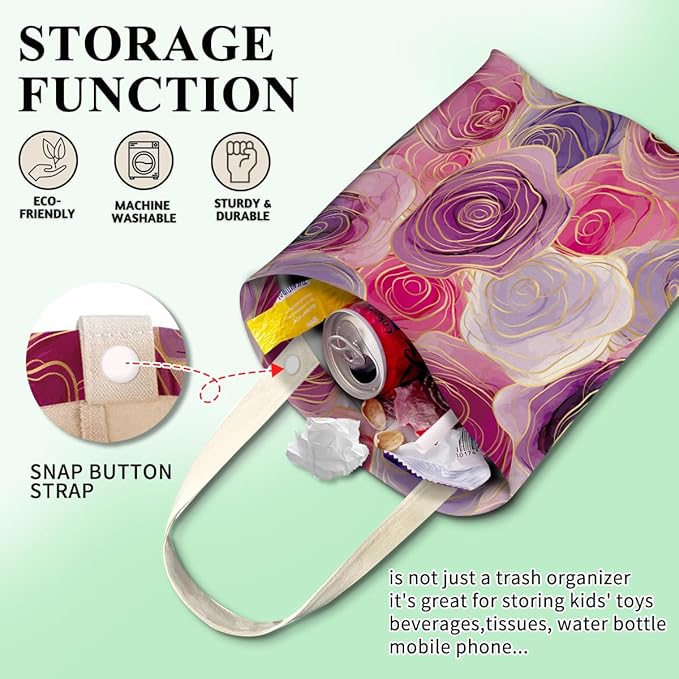 Cute Car Trash Can, Hanging Car Organizer, 5L Capacity, Purple, Cute/Whimsical