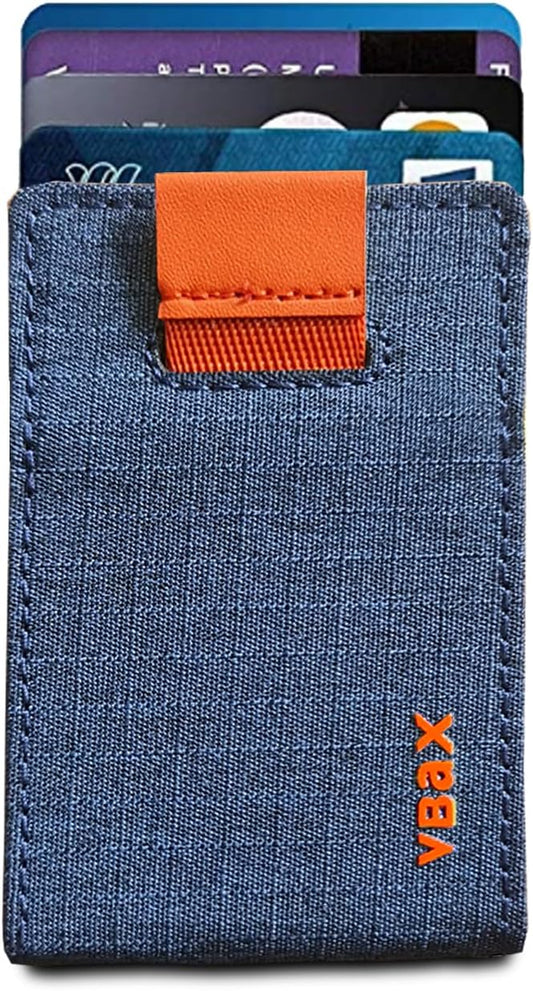 RFID Minimalist Slim Wallet for Men and Women, Holds Up to 12 Cards, Cash, Key Thin and Lightweight Credit Card Holder (Blue Microfiber – Ember Edition)