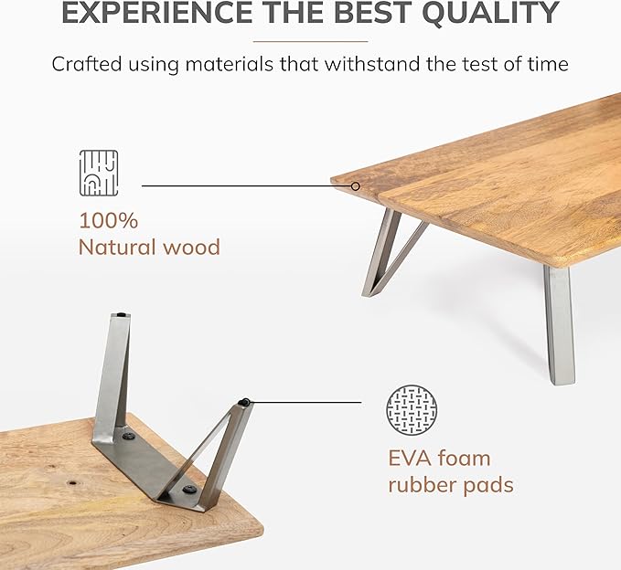 Anji Mountain Monitor Stand - Desktop Organizer & Laptop Riser, Ergonomic Monitor Riser, Space-Saving Monitor Stand for Desk, Durable Construction, Easy Assembly, Ideal for Home & Office,Natural