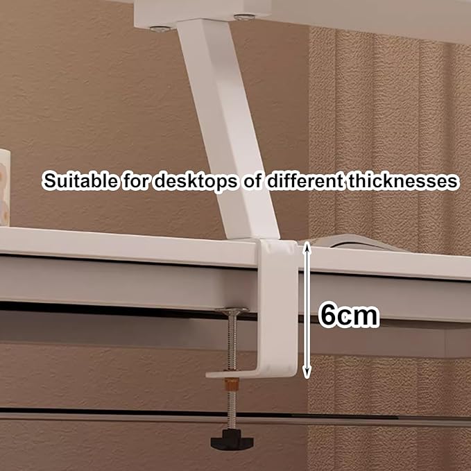 Clamp on Desk Shelf, Clamp on Shelf Stand for Monitor, Clamp-on Desk Mount Monitor Riser Computer Stands, C-Clamp Design with Rubber Pad, Clamp on Base, Spacious Storage Space(Walnut,90x20cm)