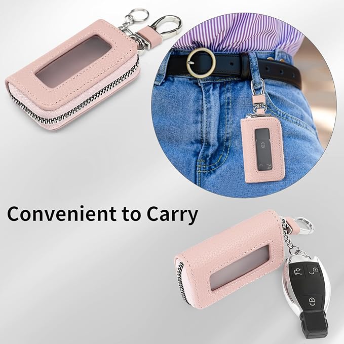 SENDEFN Universal Car Key Fob Case Leather Smart Remote Keychain Protector Holder