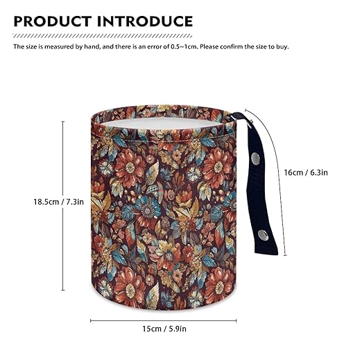 Retro Daisy Floral Console Basket Rubbish Bin Portable Auto Trash Basket Vehicle Foldable Console Front Seat Car Garbage Bag Hanging