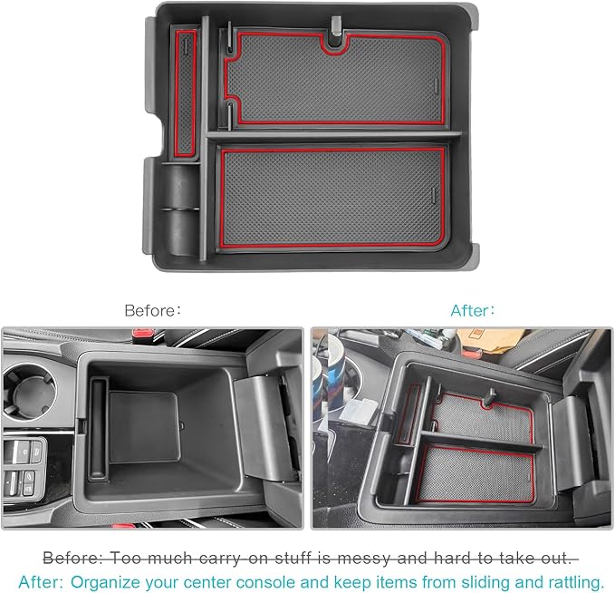 CDEFG 2023 2024 2025 Pilot Center Console Organizer Tray for 2023-2025 Honda Pilot Touring Sport EX-L Elite TrailSport LX Middle Console Storage Box 2024-2026 Ridgeline/ 2024-2026 Passport (Red)