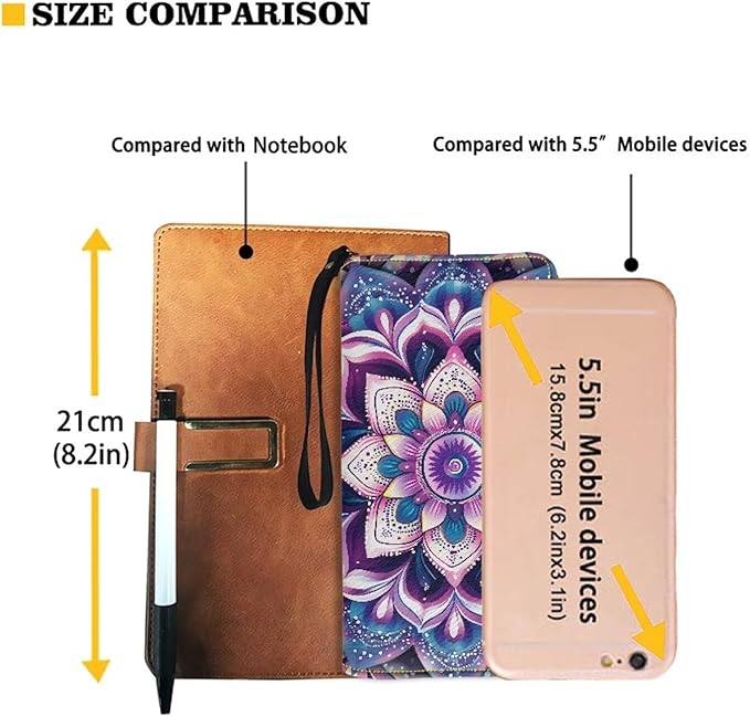 Bulopur Boho Mandala Womens Wallet Wristlet PU Leather Purple Floral Clutch Purses for Ladies Waterproof Phone Holder Zip Around
