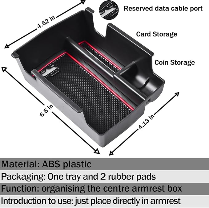 TACOBRO Center Console Organizer Tray Compatible with Jeep Compass 2022 2023 2024 2025 Accessories Insert Armrest Glove Box Secondary Storage Divider ABS Materials，Red