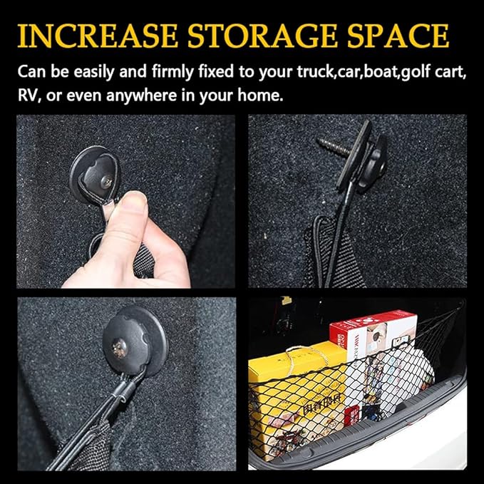 Car Rear Cargo Net, Trunk Cargo Storage Net with Hooks, Cargo Storage Elastic Mesh Net Organizer Car Interior Accessories Universal Fit for Cars, Trucks, SUVs (35.43 "x15.74)
