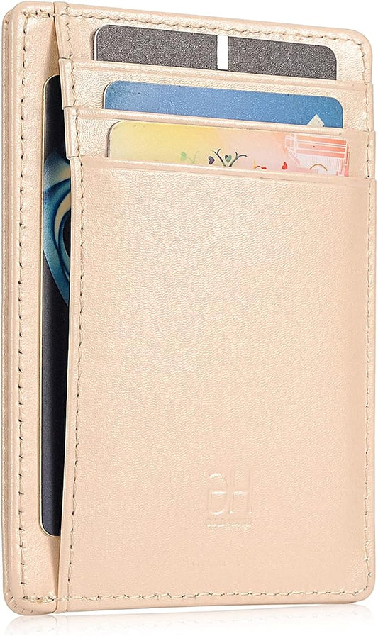 GH GOLD HORSE Slim RFID Blocking Card Holder Minimalist Leather Front Pocket Wallet for Women | Slim