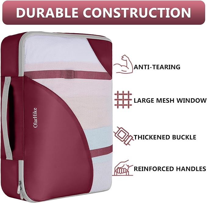8 Set Packing Cubes for Travel, Gifts for Women Mom,Anti-Tearing Suitcase Organizer,OlarHike Vacation Essentials & Accessories for Cruise Ship