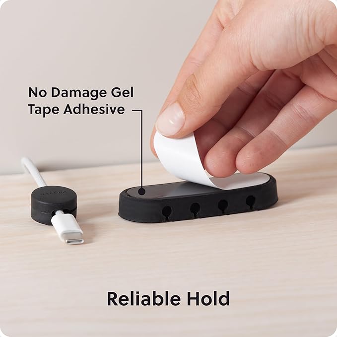 U Brands Adhesive Cord Organizers, Set of 15 Cable Clips, Office Desk Accessories, Office Supplies, Soft Touch Matte Black