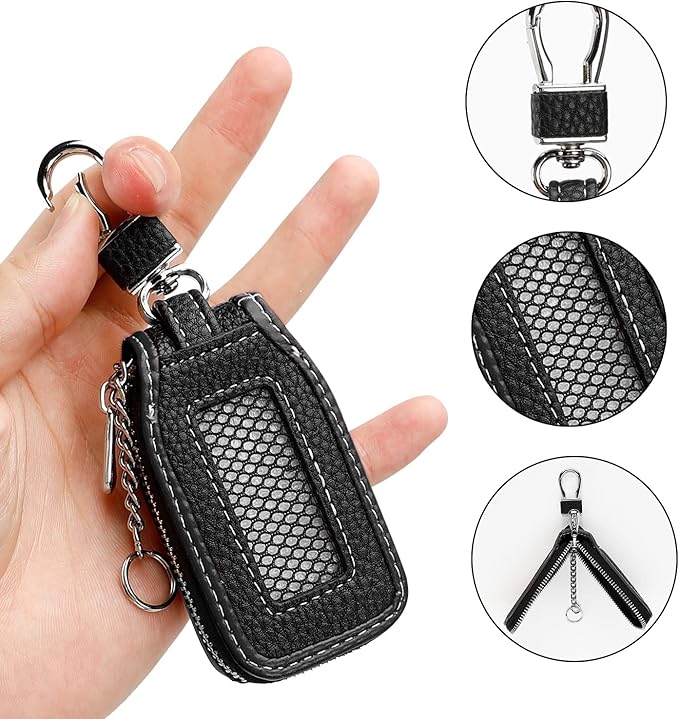 2 Pieces Leather Car Key Chain Case Holder Car Key Case Key Fob Protector Car Key Fob Cover Case